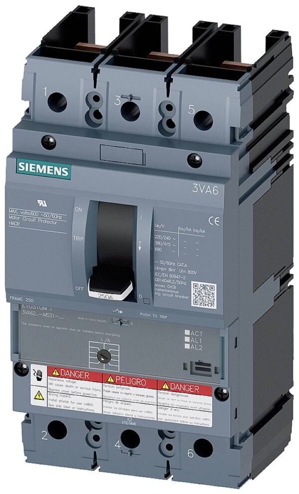 Siemens 3VA6212-1MS31-0AA0 Circuit breaker 1 pc(s) Adjustment range (amperage): 125 A (max) Switching voltage (max.): 600 V AC (W x H x D) 105 x 198 x 86 mm